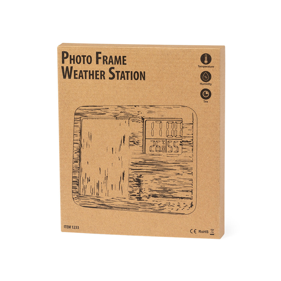 Krent Bamboo Photo Frame with Weather Station – Sustainable and Functional