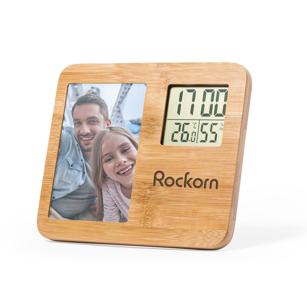 Krent Bamboo Photo Frame with Weather Station – Sustainable and Functional