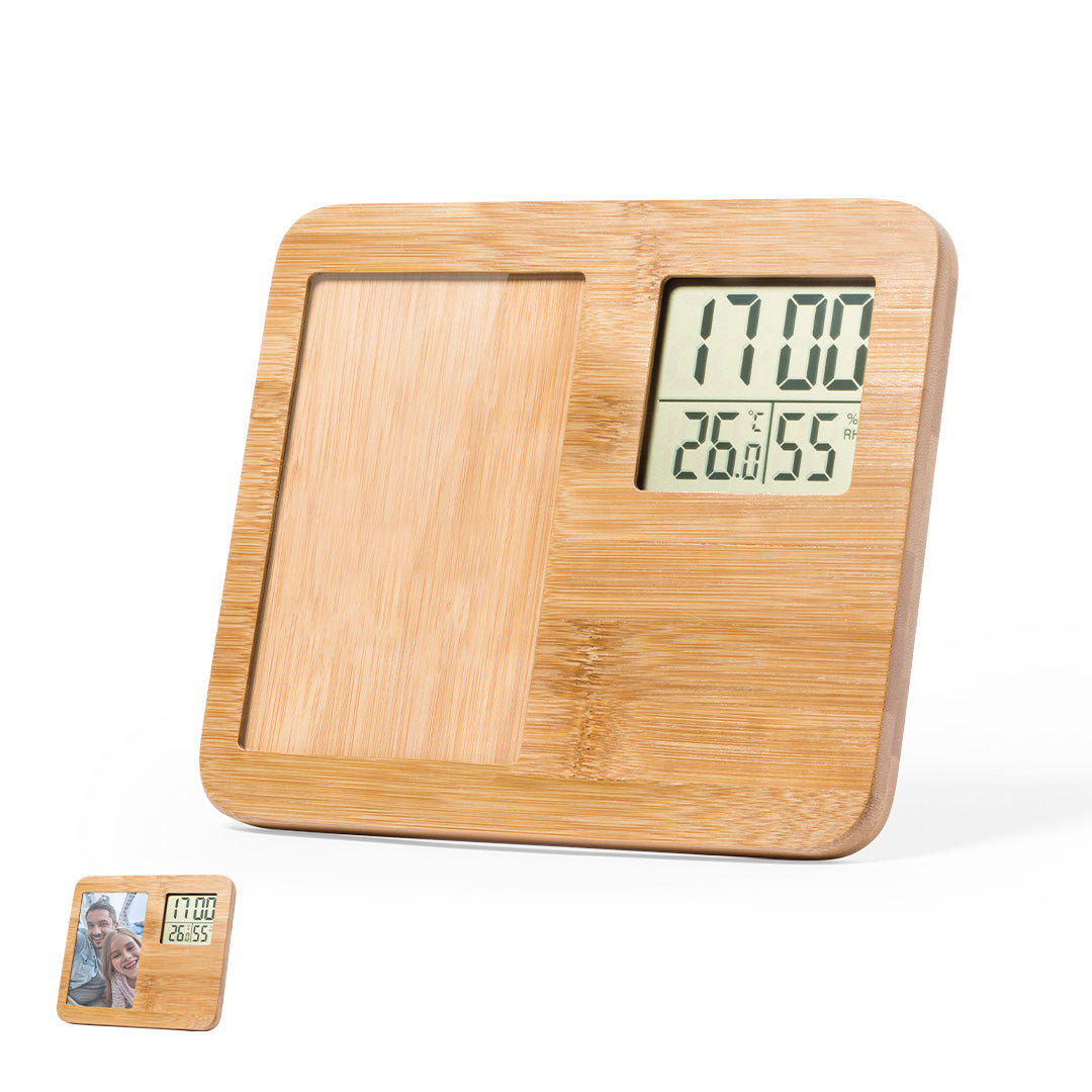 Krent Bamboo Photo Frame with Weather Station – Sustainable and Functional
