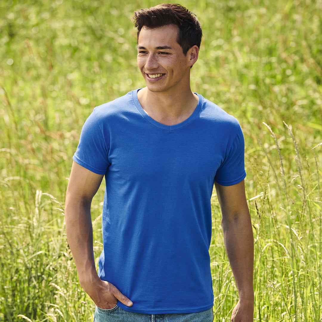 Iconic V-Neck T-shirt by Fruit Of The Loom | Comfortable and Durable