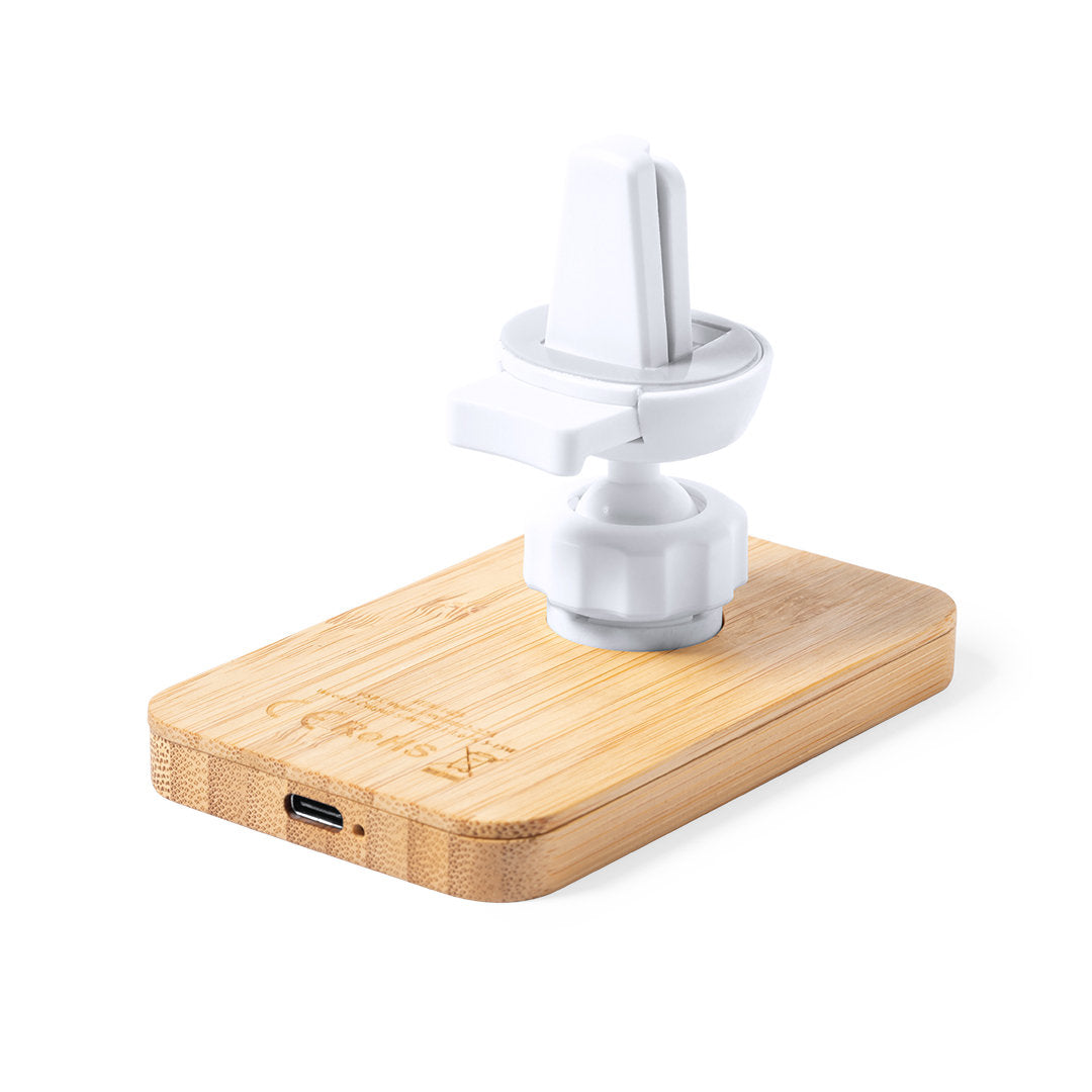 Gonzo Bamboo Wireless Car Charger – Sustainable Smartphone Holder with 15W Wireless Charging