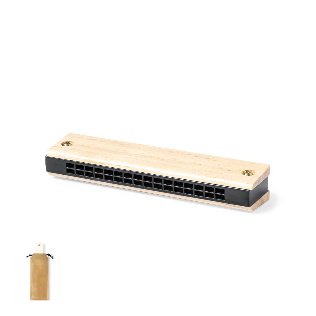 Blues Harmonica – Natural Pine Wood Harmonica with Carry Bag