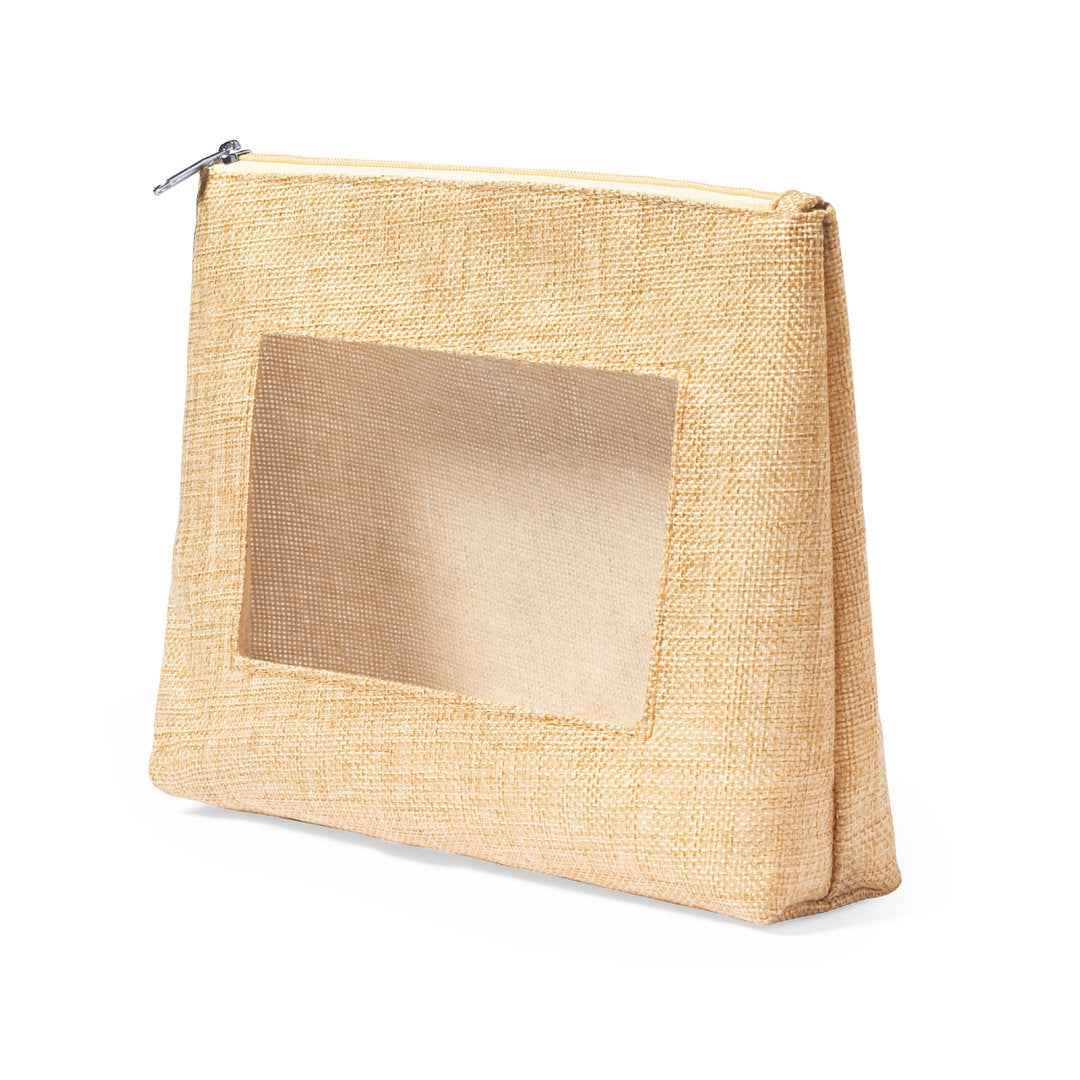 Flumit Beauty Bag – Natural Tone Polyester with Transparent EVA Window