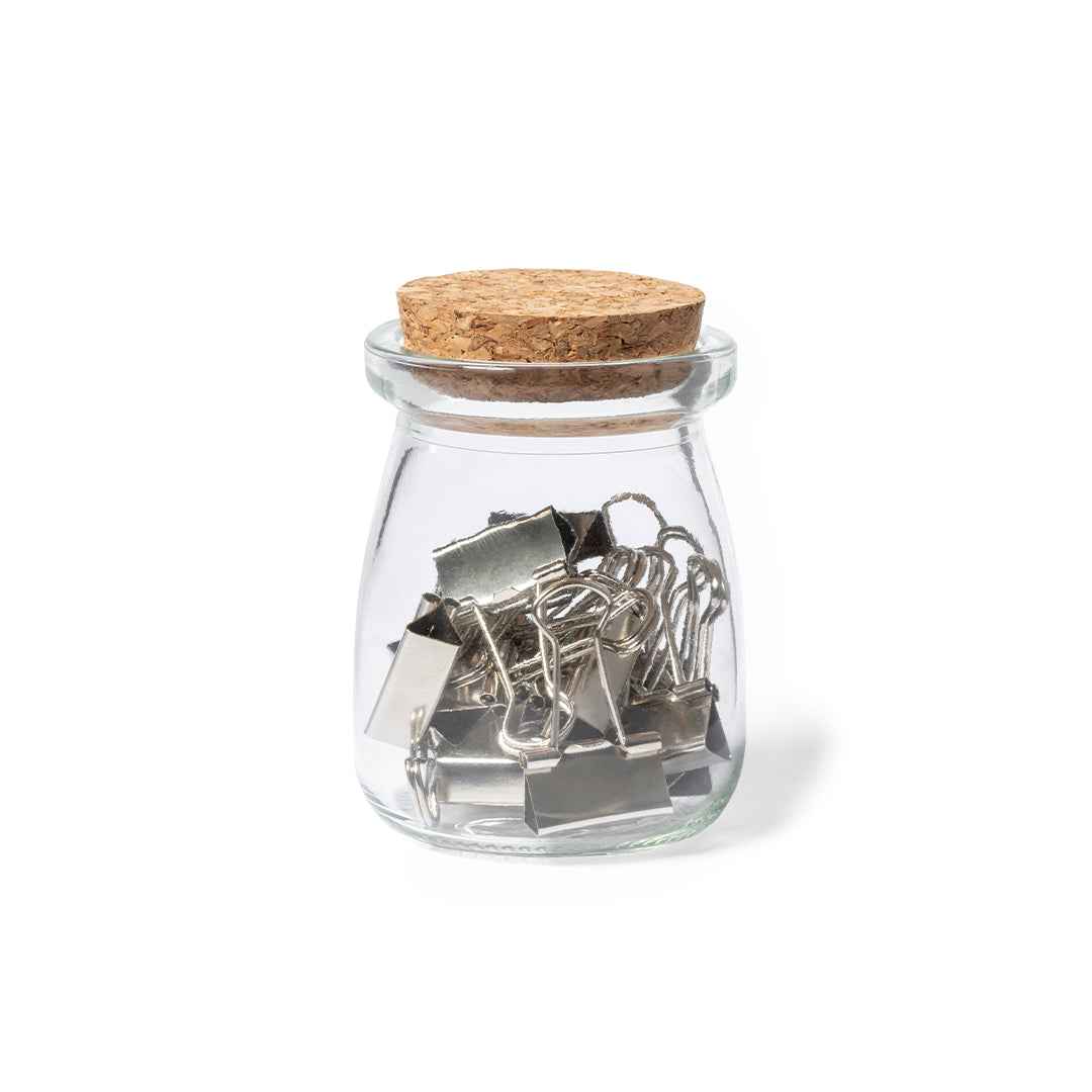 Forsen Clip Holder - Vintage Glass Clip Holder with Cork Lid
