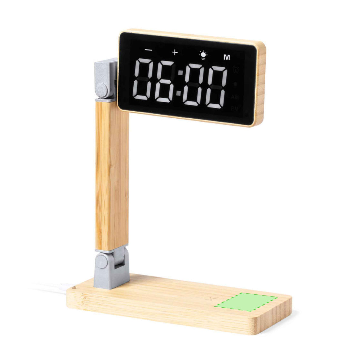 Edres Multifunction Clock with Wireless Charger – Sustainable Bamboo Design