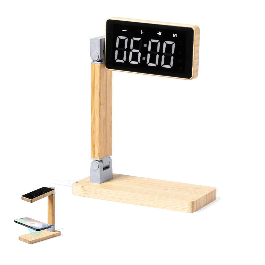 Edres Multifunction Clock with Wireless Charger – Sustainable Bamboo Design