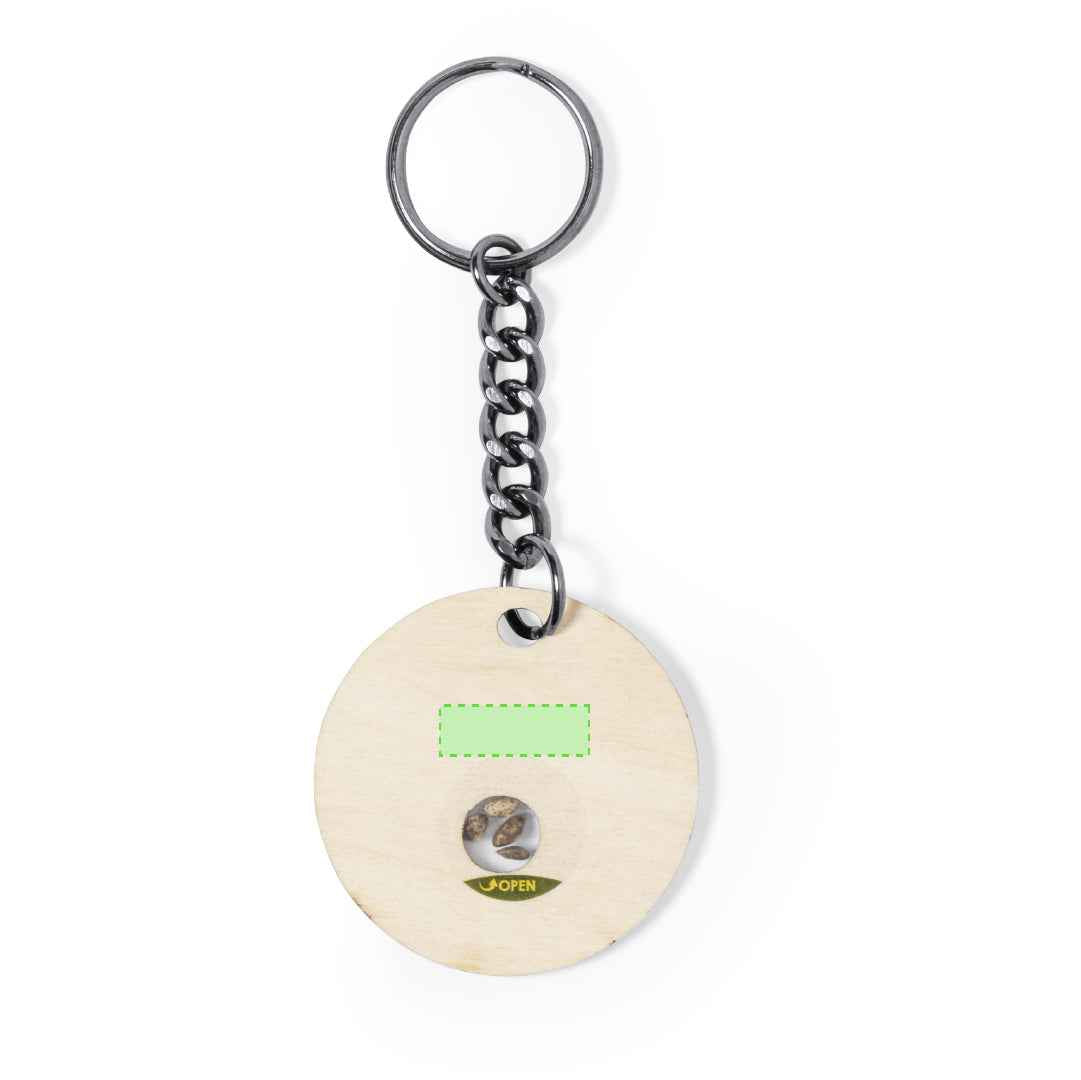 Krusty Wooden Keyring with Pine Seeds – Sustainable Promotional Gift