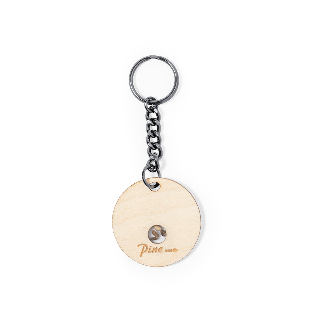 Krusty Wooden Keyring with Pine Seeds – Sustainable Promotional Gift
