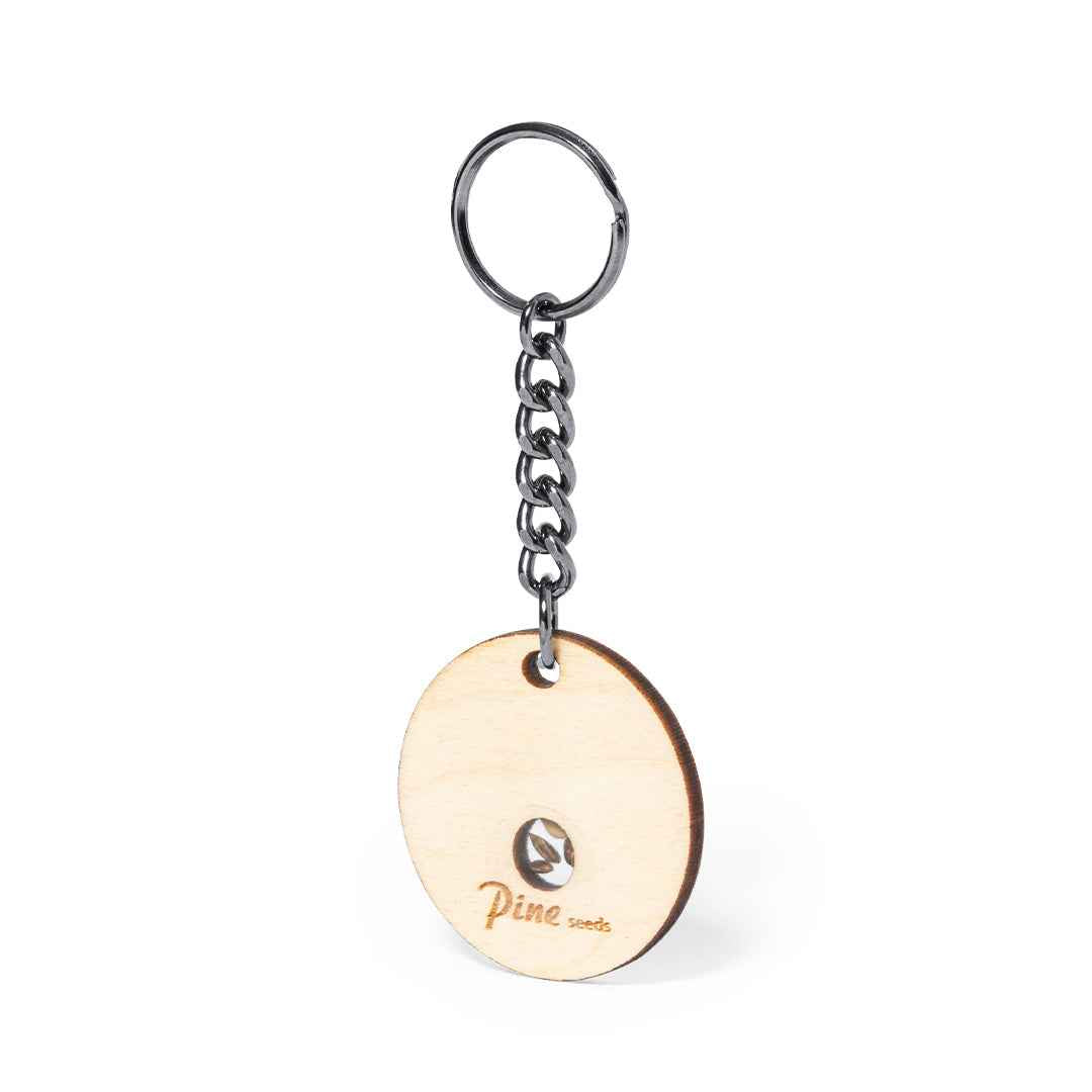 Krusty Wooden Keyring with Pine Seeds – Sustainable Promotional Gift