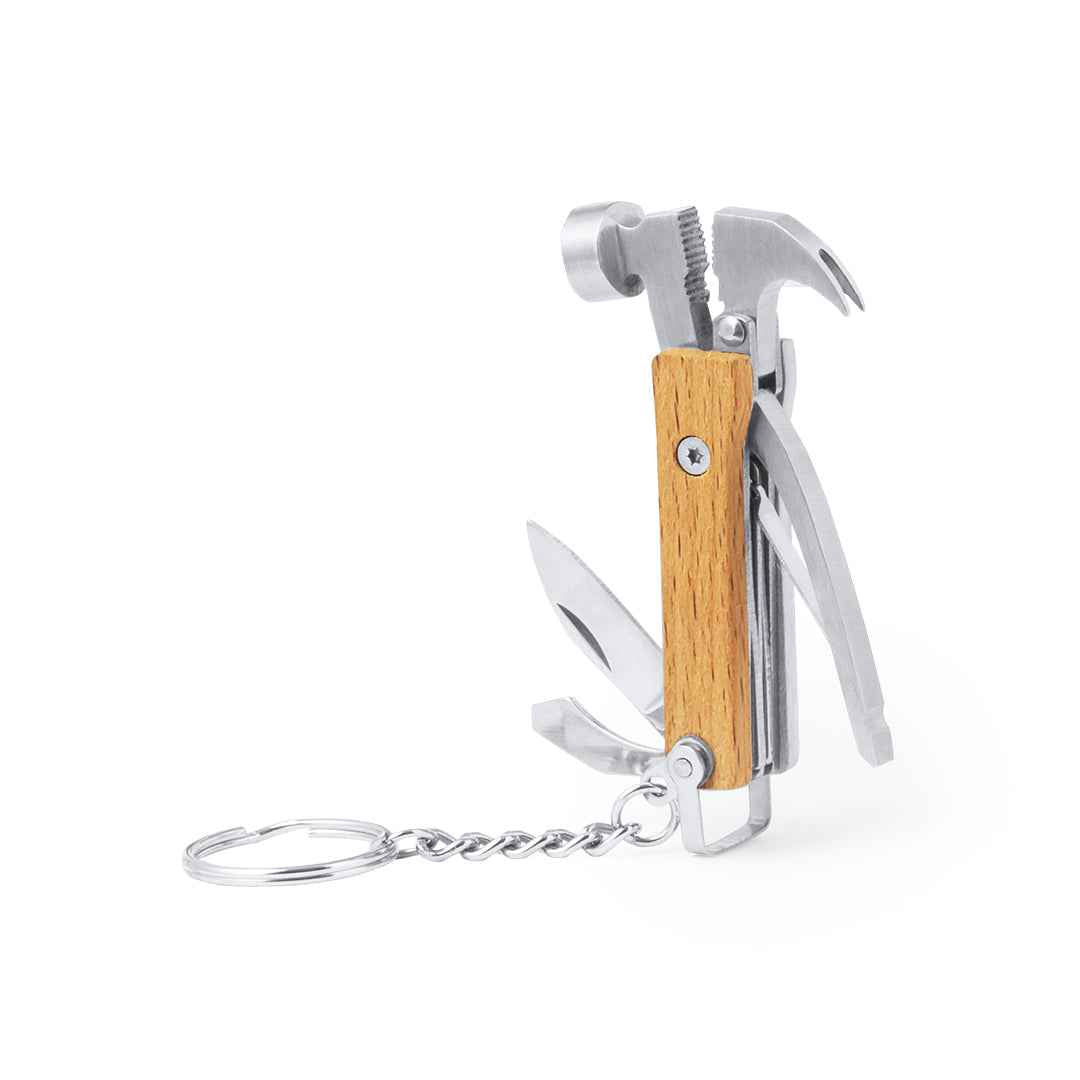 Meniok Multi-Tool Key Ring – Durable Stainless Steel and Wood Multi-Function Tool