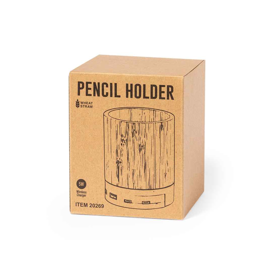 Birwen Multifunctional Pen Holder - Bamboo & Wheat Straw 4-in-1 Wireless Charger