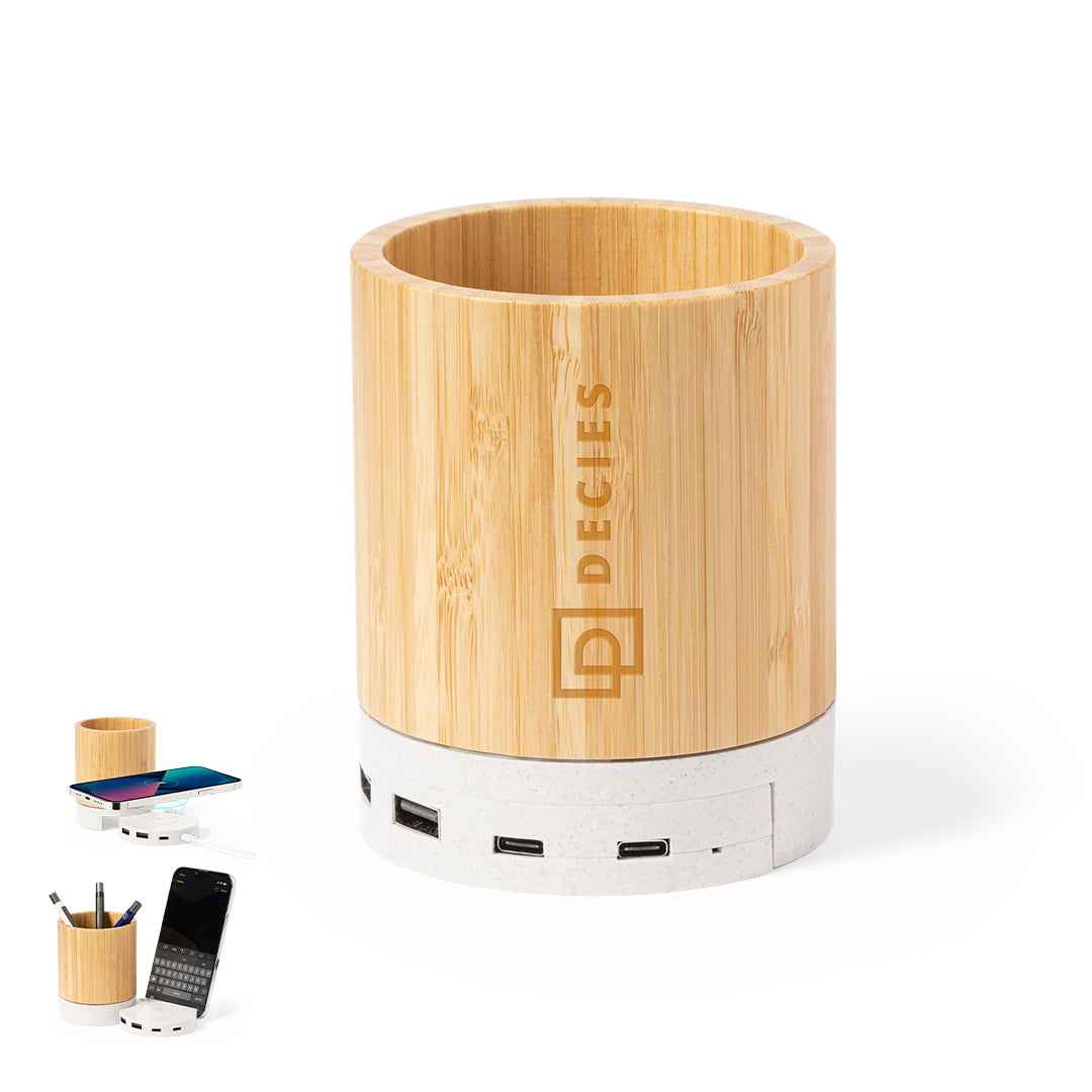 Birwen Multifunctional Pen Holder - Bamboo & Wheat Straw 4-in-1 Wireless Charger