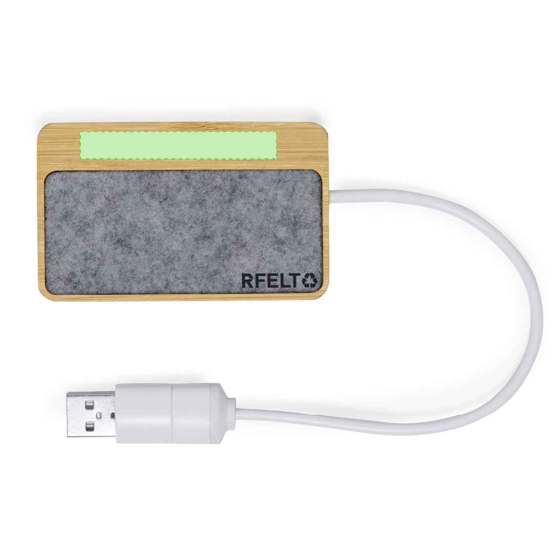 Barney Bamboo USB Hub with RPET Felt – Sustainable Tech Accessory