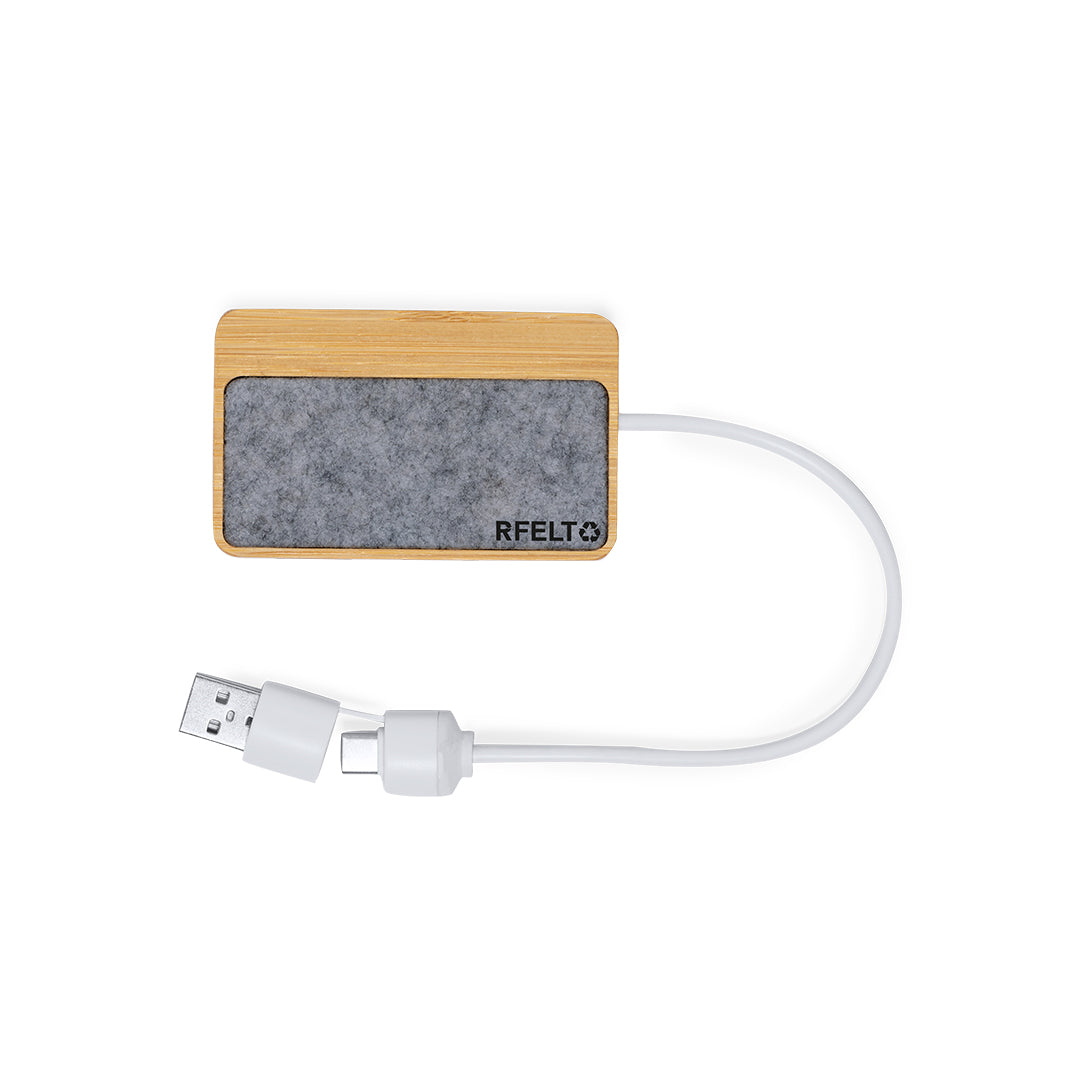Barney Bamboo USB Hub with RPET Felt – Sustainable Tech Accessory