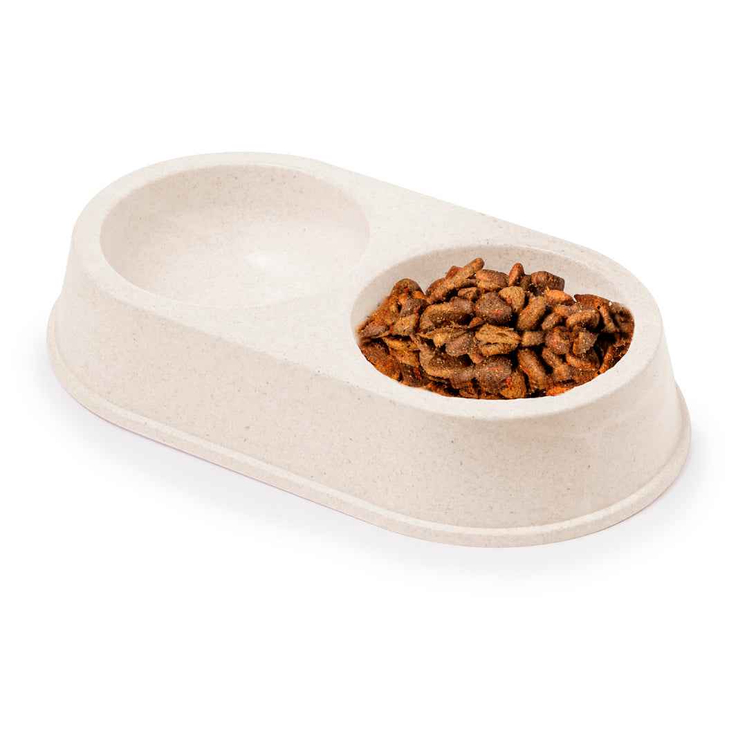 Tremony Pet Bowl – Durable Bamboo Fibre Double Compartment Bowl