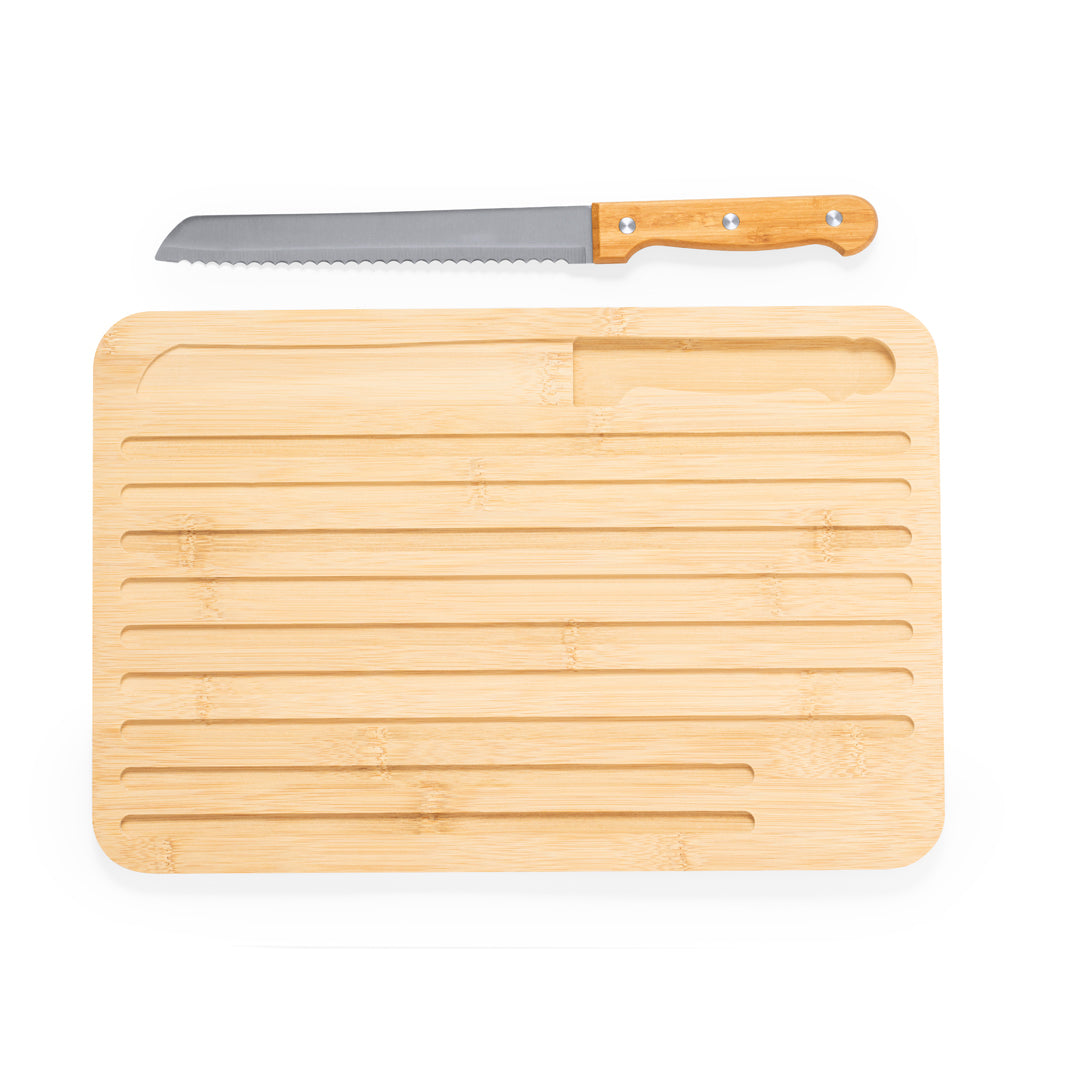 Myoria Bamboo Kitchen Board with Knife – Sustainable and Practical