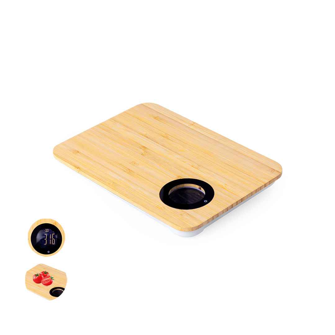 Mentina Bamboo Cutting Board with Digital Scale – Sustainable Kitchen Essential