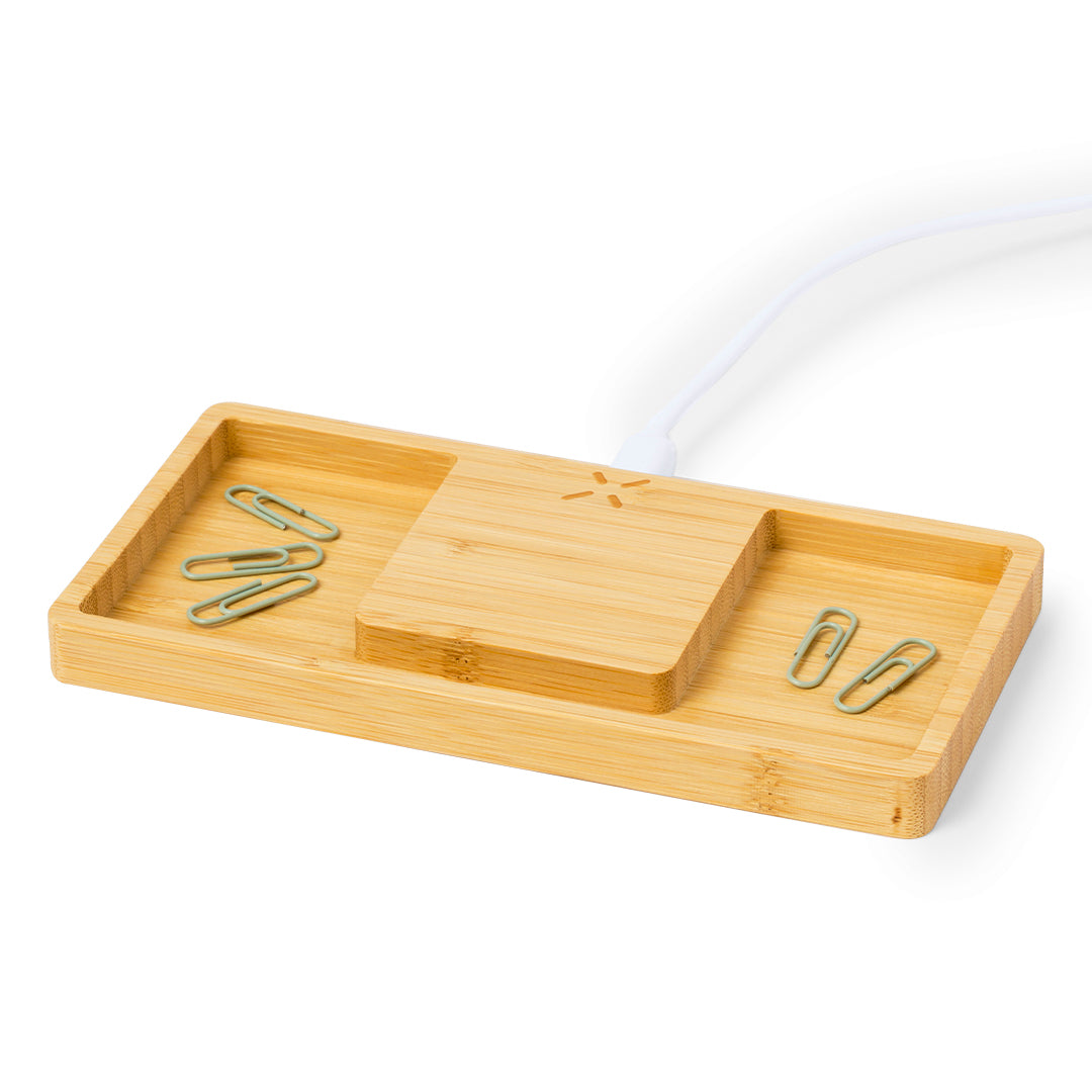 Treit Wireless Charger Organiser – Bamboo 15W Charging Station