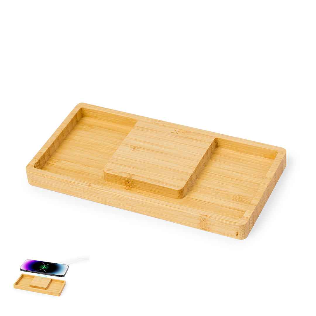 Treit Wireless Charger Organiser – Bamboo 15W Charging Station