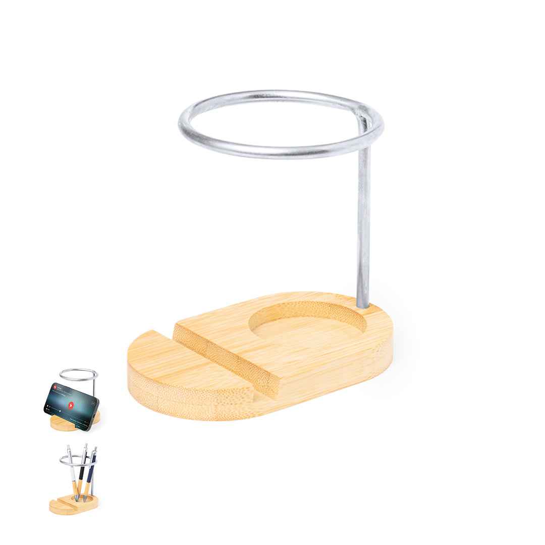 Furik Bamboo Pen Holder with Stand – Sustainable Office Accessory