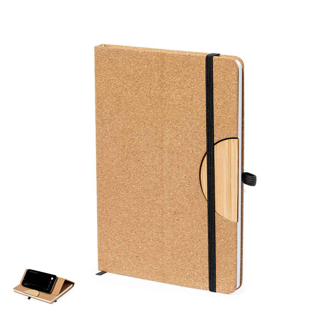 Drizax Notebook – Sustainable Cork Cover with Smartphone Holder