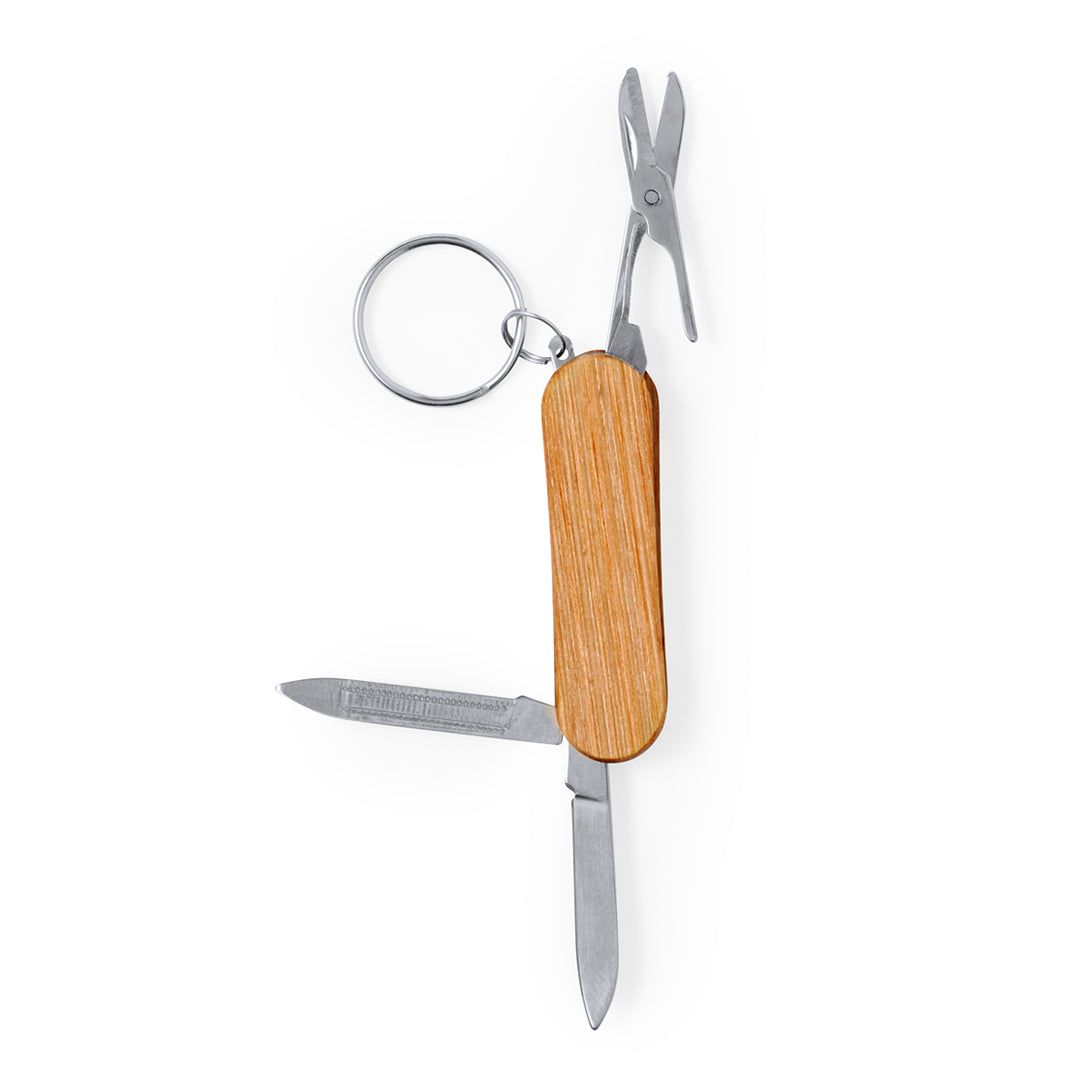 Famke Multitool Keychain – Practical Stainless Steel and Wood Accessory