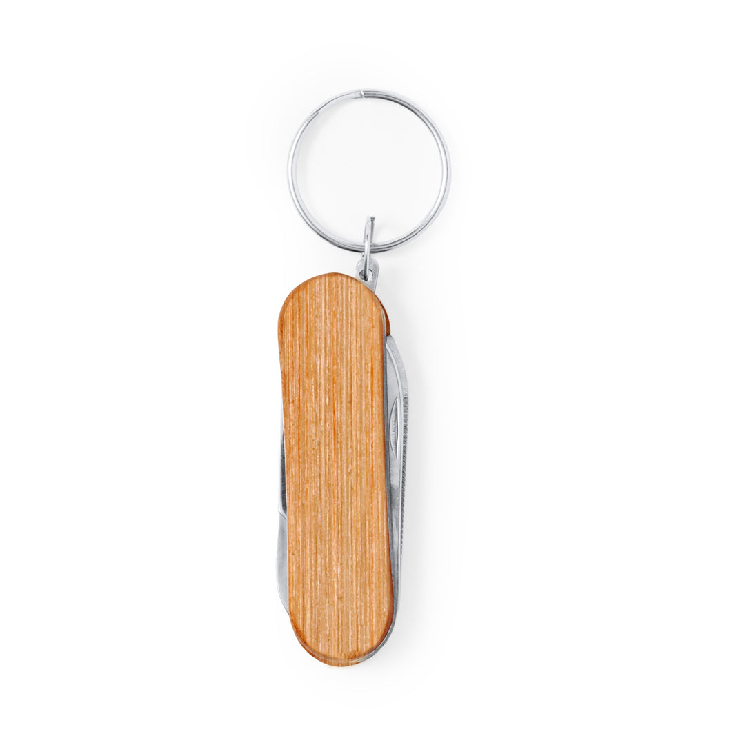Famke Multitool Keychain – Practical Stainless Steel and Wood Accessory