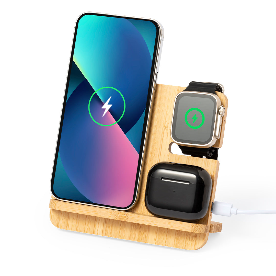 Hamsy Wireless Multi-Charger – Bamboo Sustainable Charging Station