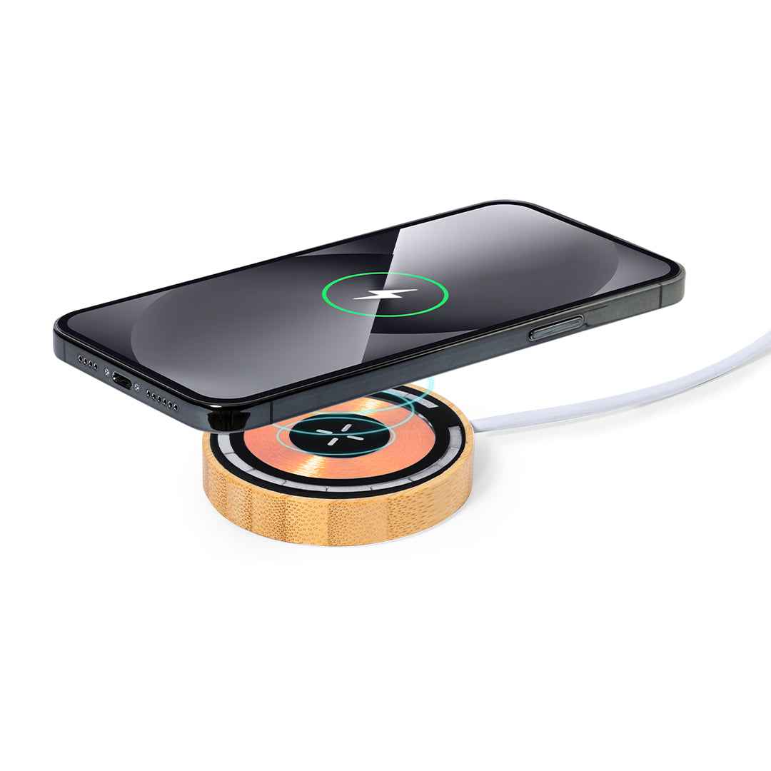 Ming Wireless Charger with Bamboo Base - Sustainable Tech Accessory