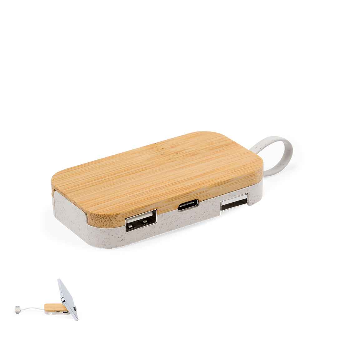 Flow USB hub with bamboo base – Sustainable tech accessory