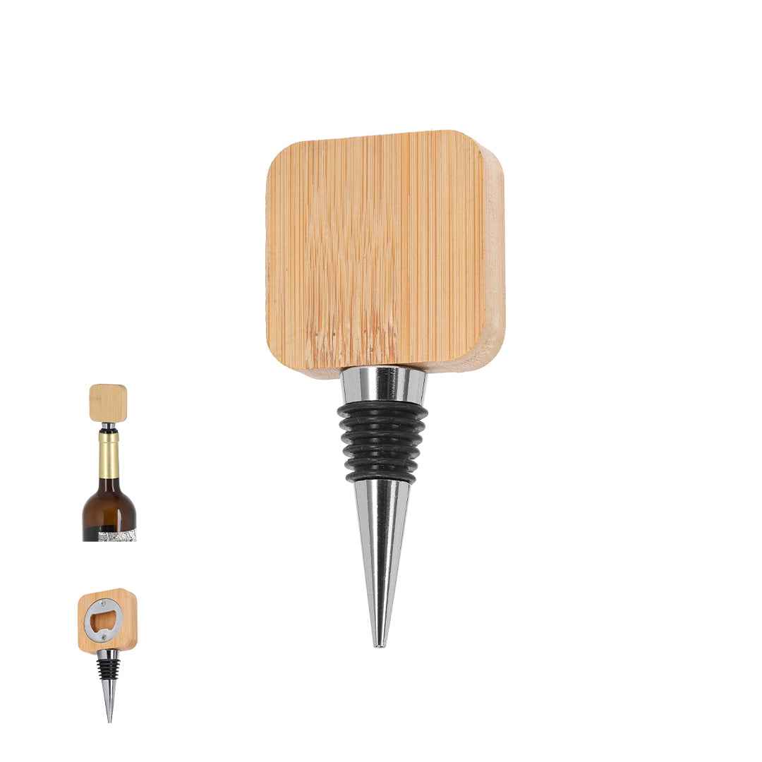 Pomni Bamboo Bottle Stopper with Integrated Opener