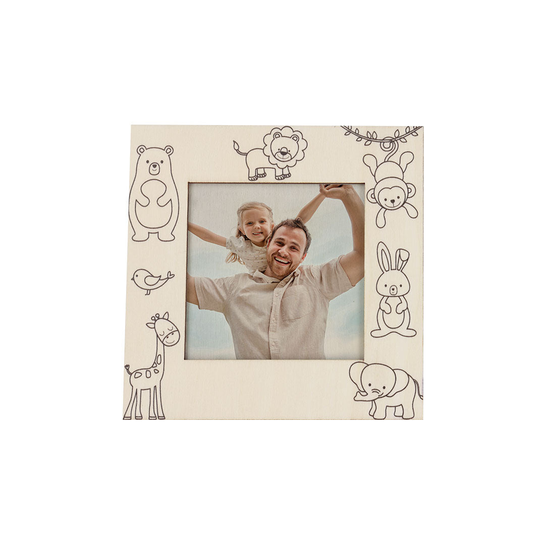 Kunku Photo Frame – Natural Wood Frame with Animal Design