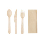 Grinox Eco-Friendly Wooden Cutlery Set with Napkin – Sustainable Takeaway Solution