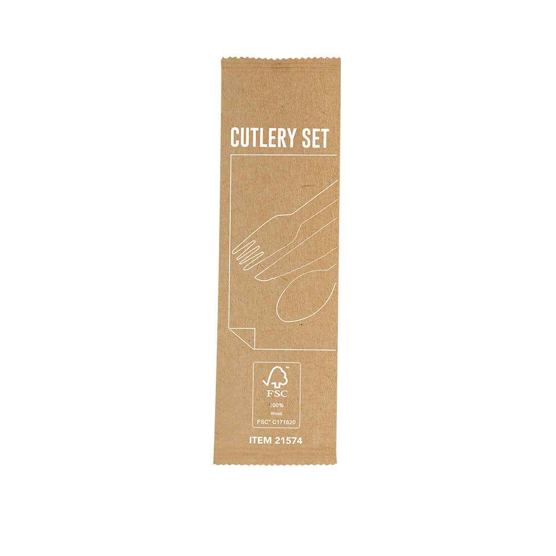 Grinox Eco-Friendly Wooden Cutlery Set with Napkin – Sustainable Takeaway Solution