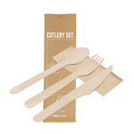 Grinox Eco-Friendly Wooden Cutlery Set with Napkin – Sustainable Takeaway Solution