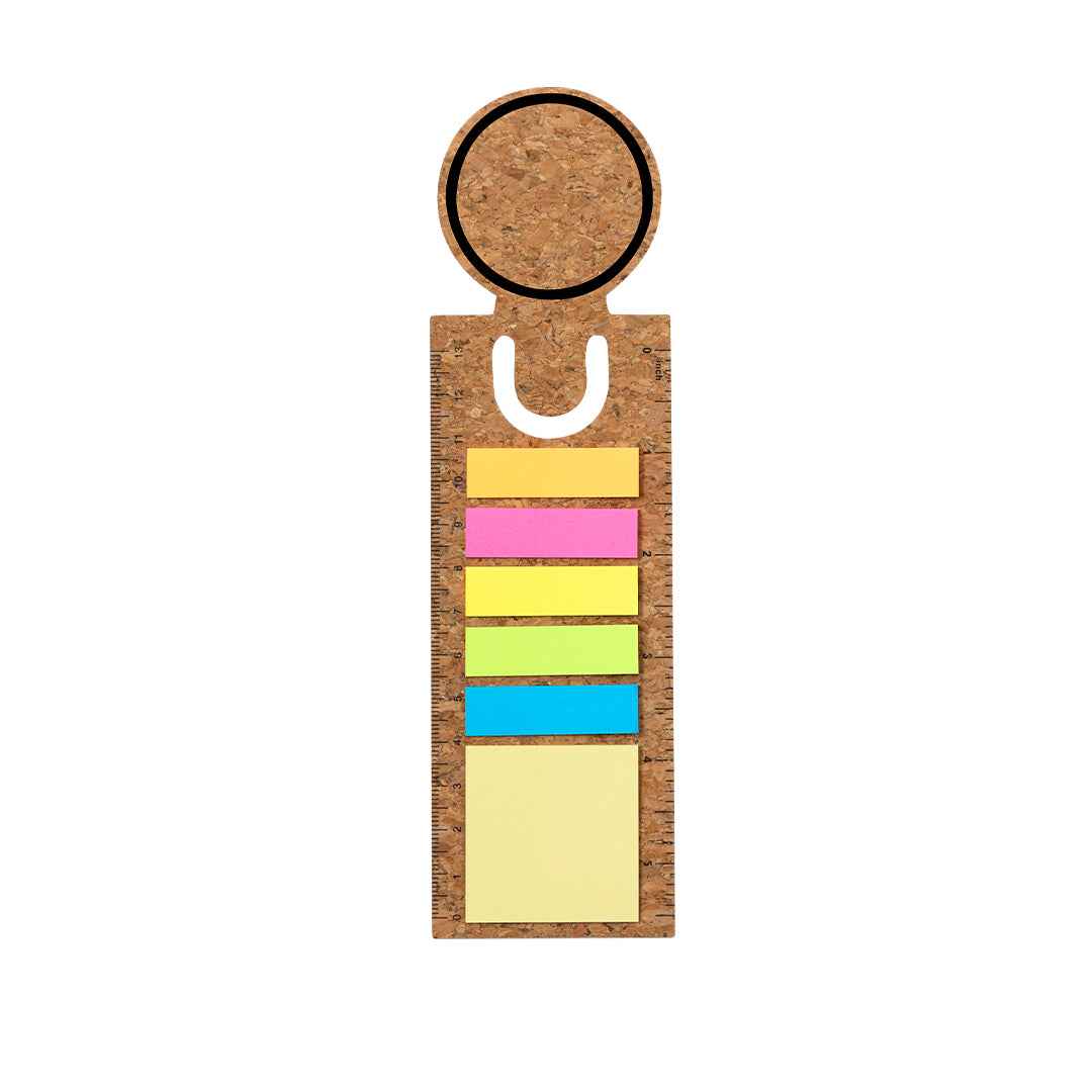 Rusnik Cork Bookmark Ruler with Sticky Notes – Sustainable Office Essential