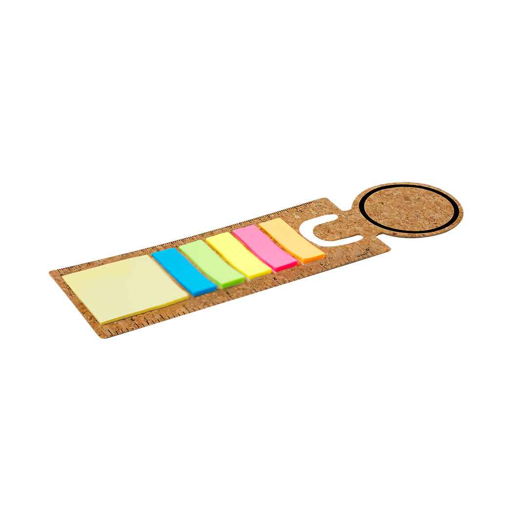 Rusnik Cork Bookmark Ruler with Sticky Notes – Sustainable Office Essential