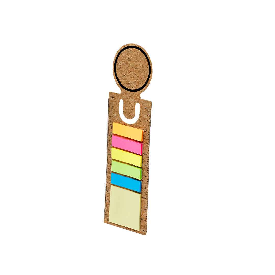 Rusnik Cork Bookmark Ruler with Sticky Notes – Sustainable Office Essential