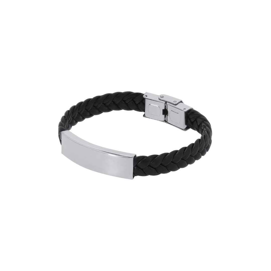 Mubark Bracelet – Stylish Synthetic Leather and Stainless Steel Bracelet