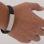 Mubark Bracelet – Stylish Synthetic Leather and Stainless Steel Bracelet
