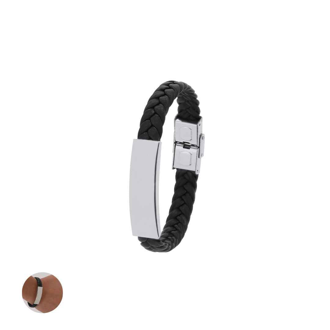 Mubark Bracelet – Stylish Synthetic Leather and Stainless Steel Bracelet