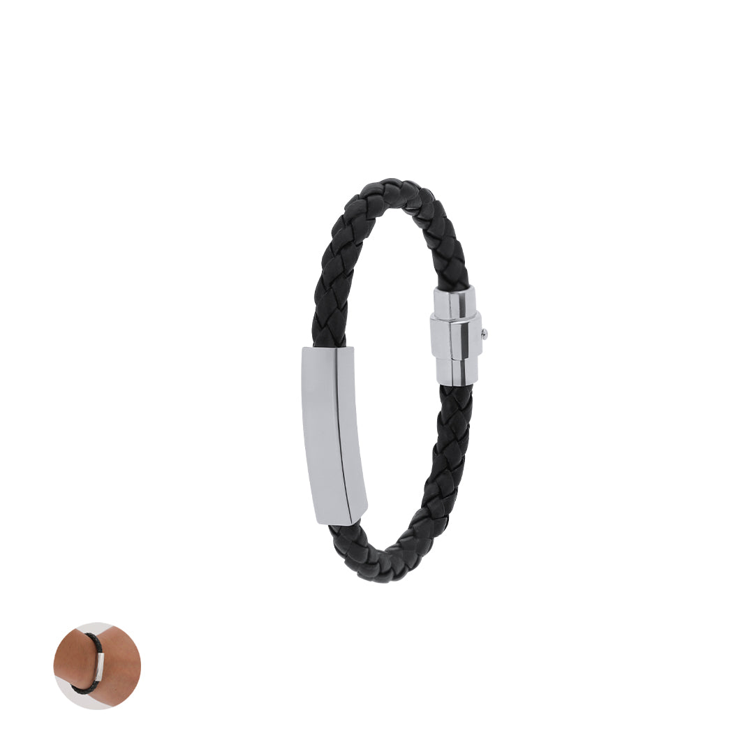 Karasef Bracelet – Stylish Synthetic Leather with Stainless Steel Plate