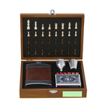 Menzie Hip Flask Set – Elegant Wooden Finish and Chessboard Design