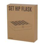 Menzie Hip Flask Set – Elegant Wooden Finish and Chessboard Design