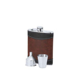 Menzie Hip Flask Set – Elegant Wooden Finish and Chessboard Design
