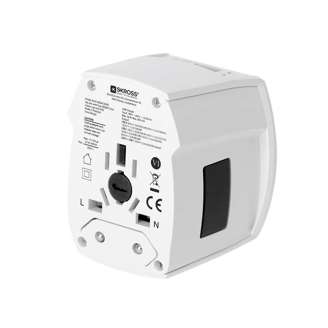 MUV USB 30W PD Travel Adapter - Compact Universal Charger for Irish Businesses