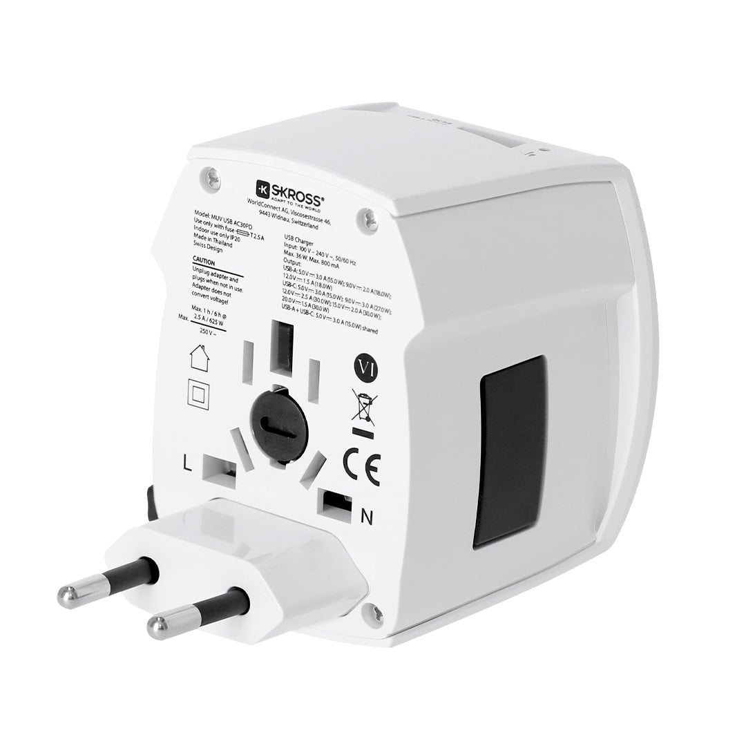 MUV USB 30W PD Travel Adapter - Compact Universal Charger for Irish Businesses