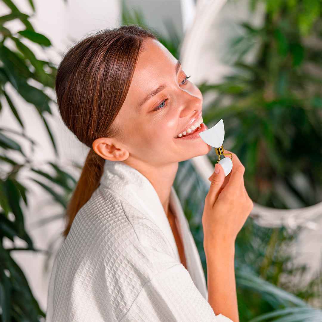 Herbiax Facial Roller – Premium White Jade Stone Massager