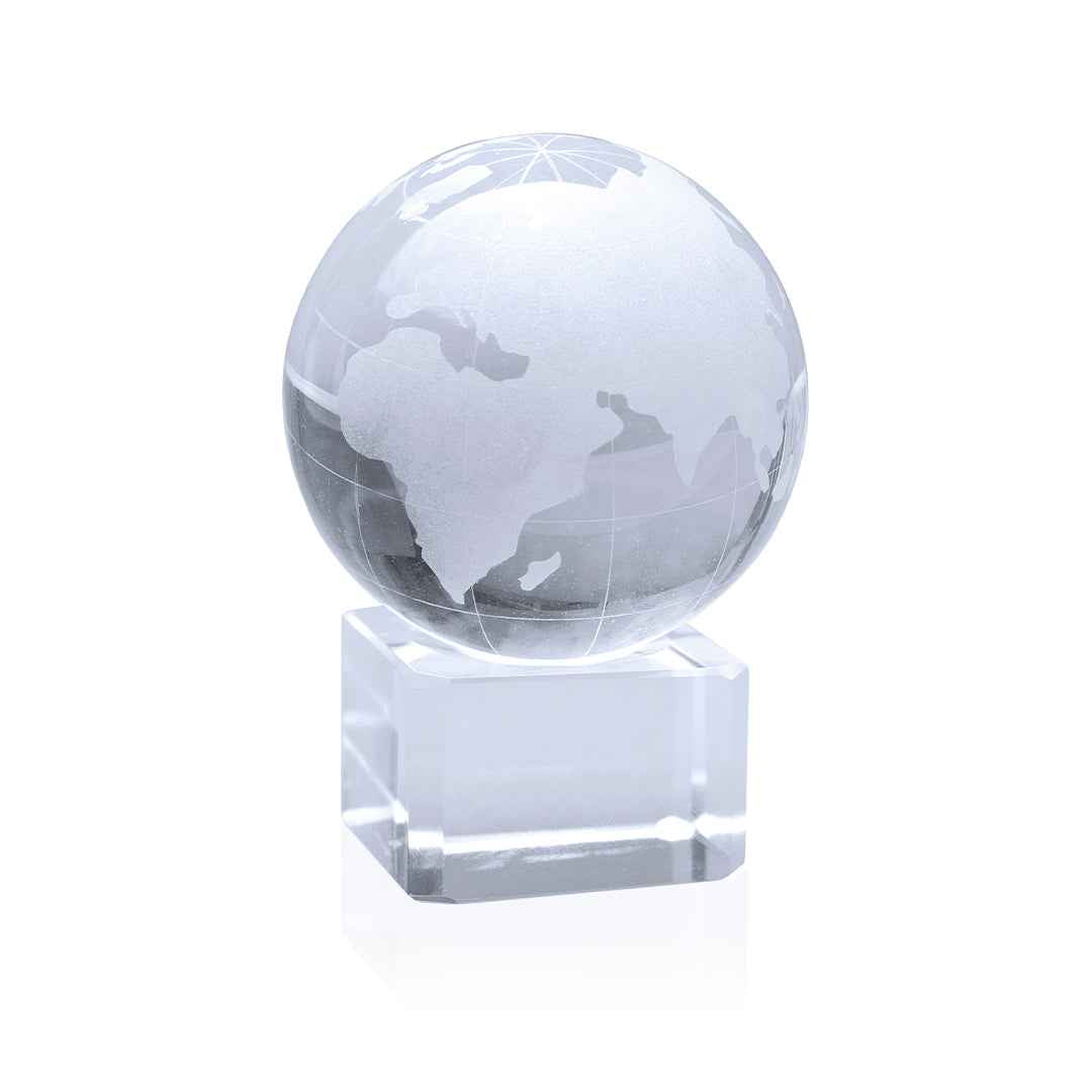 Earth-shaped Crystal Ball with Laser Printing Base – Promotional Gift for Irish Businesses