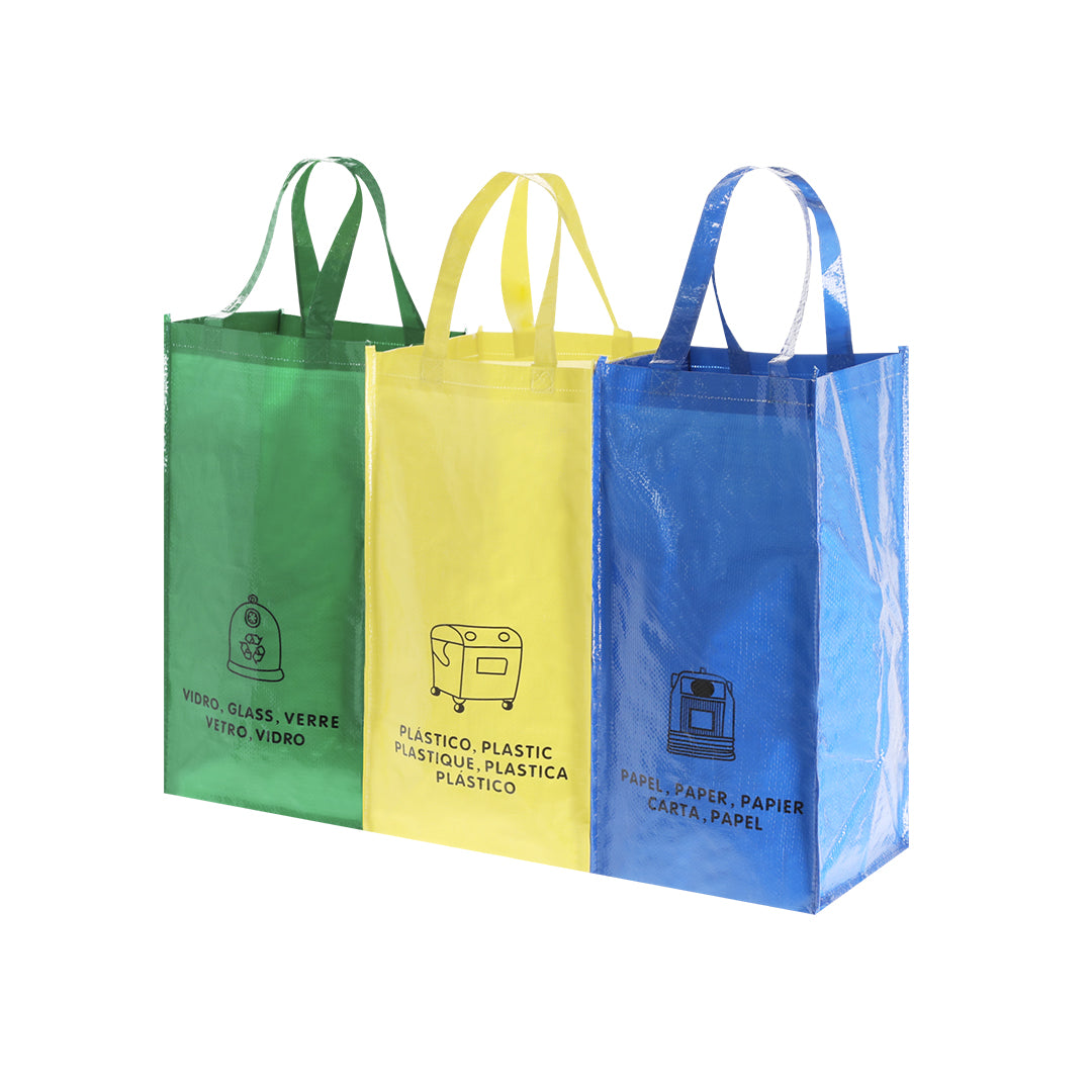 Lopack Recycling Bags - Durable Set of 3 for Organised Waste Disposal